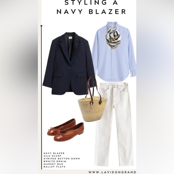 Beautiful classic French navy blazer - Picture 9 of 11